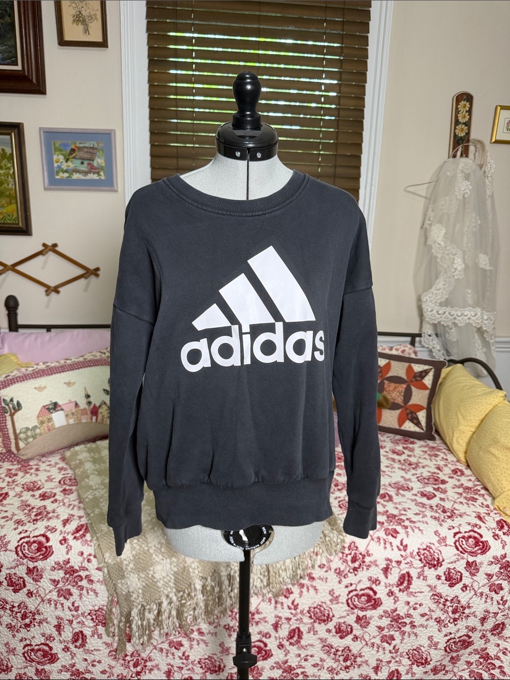 adidas Black Sweatshirt with White Logo